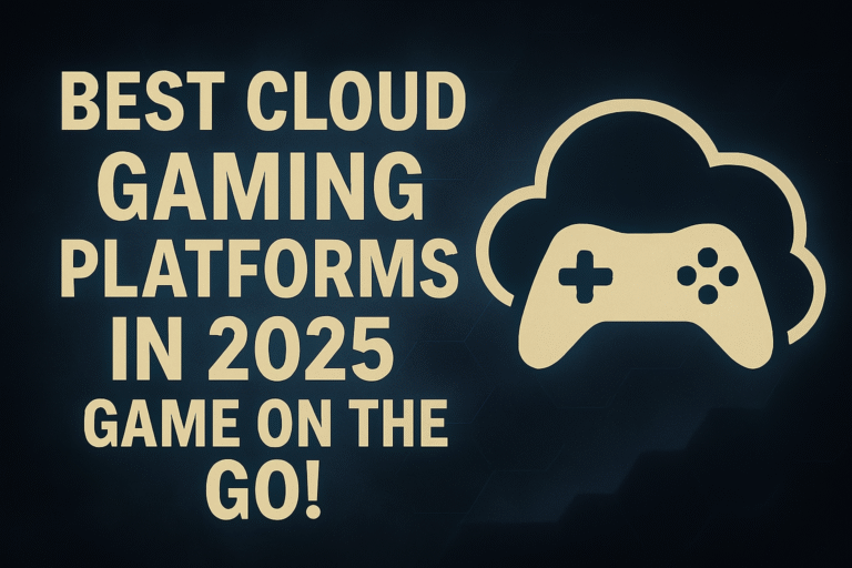 "Ultra-HD 16:9 thumbnail showcasing the best cloud gaming platforms of 2025, with a sleek whitish-greyish theme and dynamic 4D gaming background featuring bold centered typography."