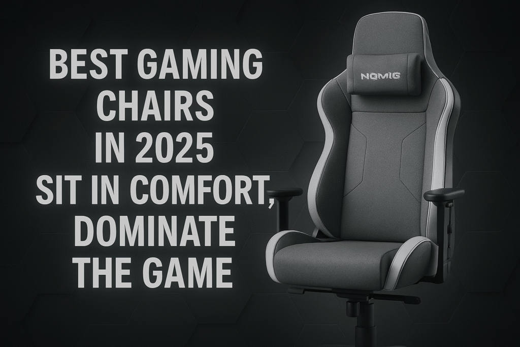 - "Ultra-HD 16:9 thumbnail featuring a premium gaming chair with a neonic white color scheme, set against a greyish 3D textured background for a sleek, immersive gaming vibe."