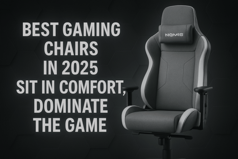 - "Ultra-HD 16:9 thumbnail featuring a premium gaming chair with a neonic white color scheme, set against a greyish 3D textured background for a sleek, immersive gaming vibe."