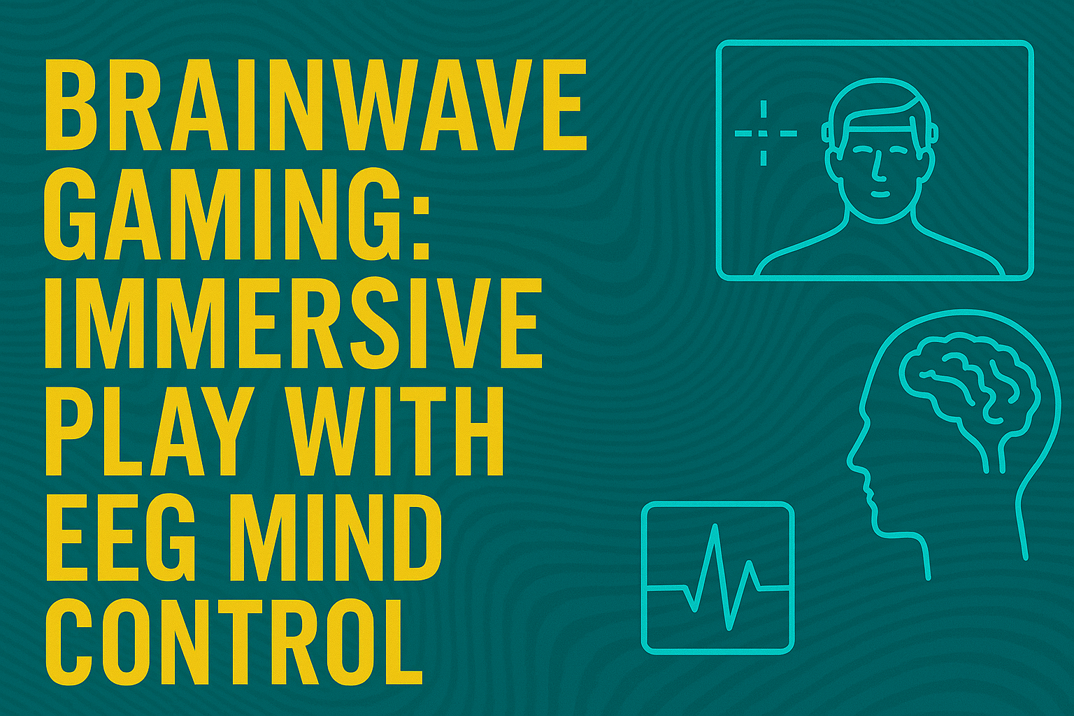 Brainwave gaming thumbnail featuring EEG headset, neural interface overlays, and vibrant 7D textured background in a perfectly aligned 16:9 layout.”